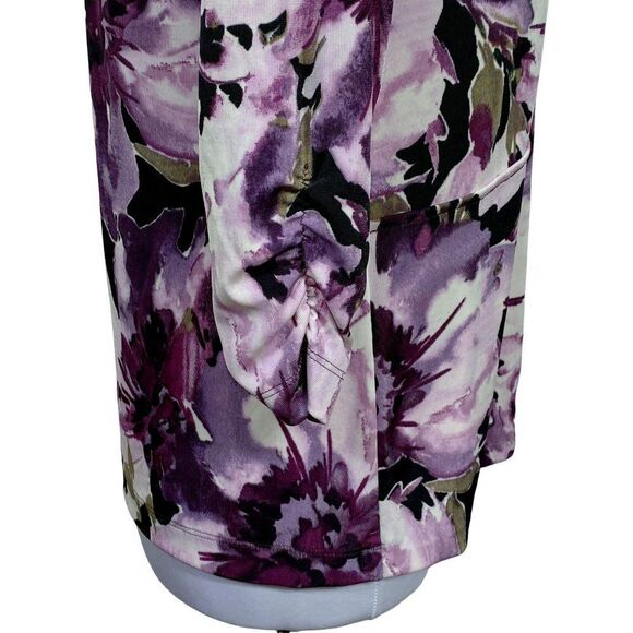 Chico's Easywear Bold Floral Open Front Jacket Sz 0 (XS-S) Ruched 3/4 Sleeves - Picture 4 of 6